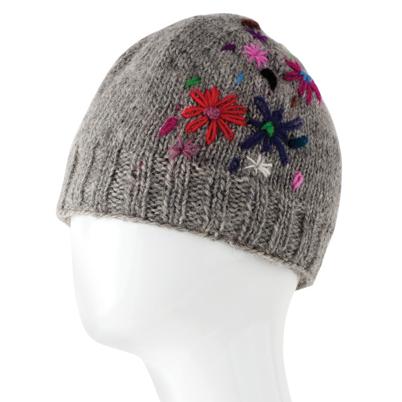 Wool Hat w/Flowers - Assorted Colors