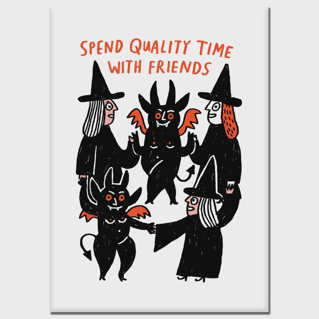 Quality Time Witch Friends Rectangle Magnet by Gemma Correll
