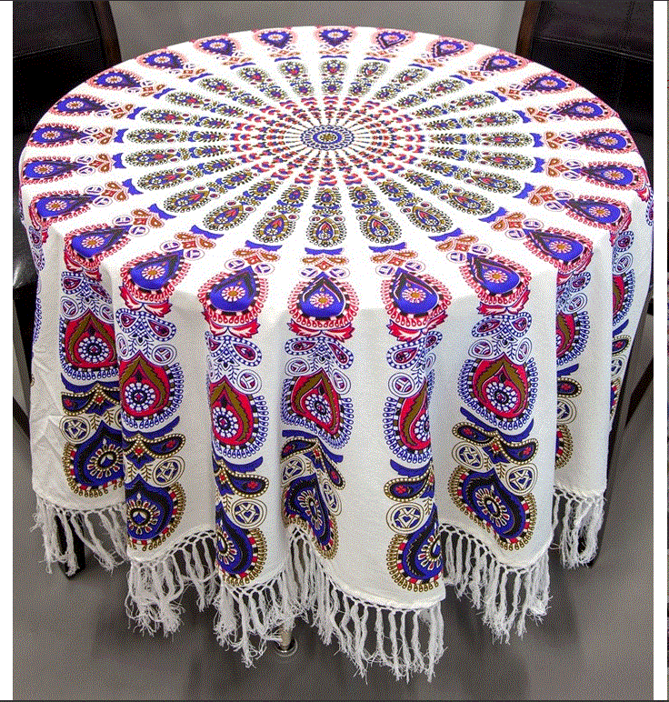 India Arts - Peacock Mandala Tablecloth