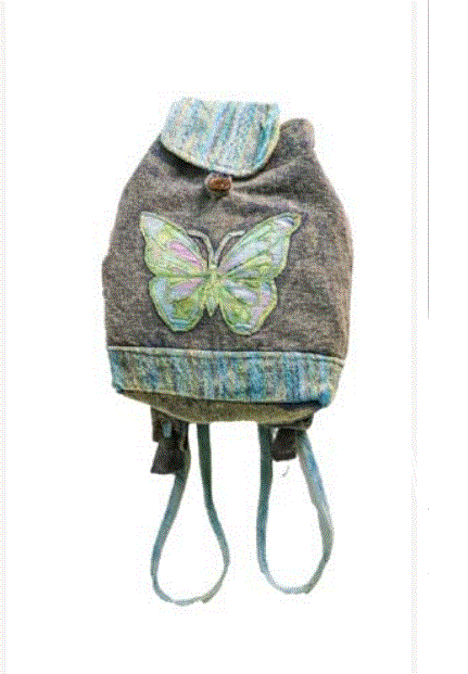 Earth Divas - Cotton Backpack w/Embroidered Butterfly