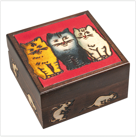 Cats & Mice Wooden Box U-7