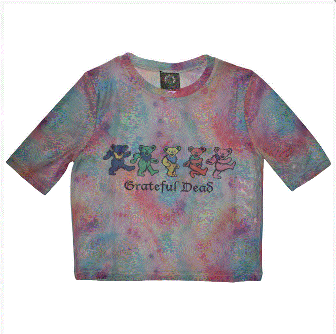 Grateful Dead Ladies Crop Top - Dancing Bears (Mesh)