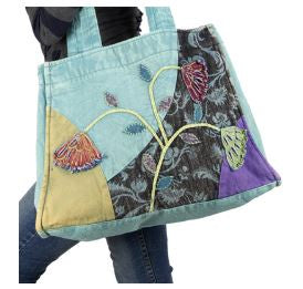 Embroidered Flowers Large Tote Bag