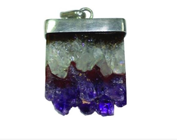 Sterling Silver Amethyst Druzy Slab Pendant P233