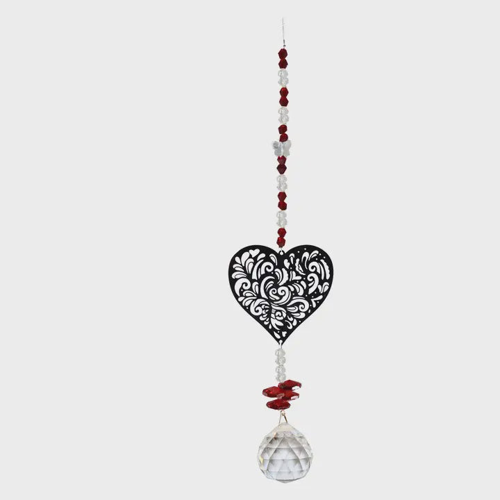 Heart & Chrystal Beads Suncatcher Strand HCH123