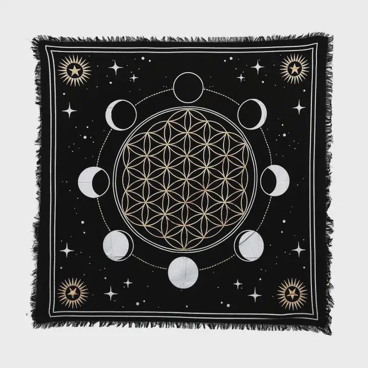 Altar Cloth - Moon Phase Gold