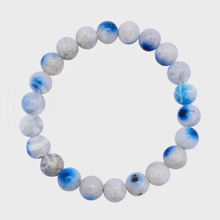 Blue Nakauriite Elastic Beaded Bracelet