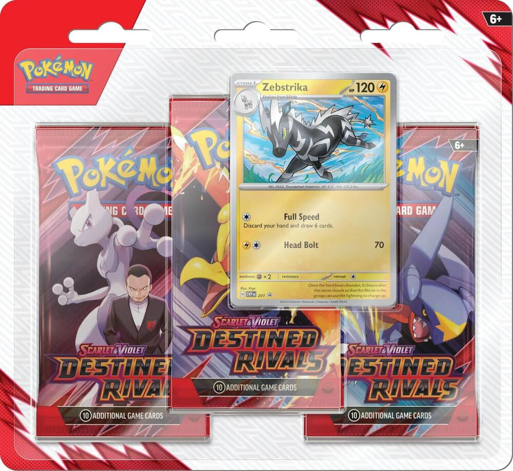 Pokemon TCG Destined Rivals 3 Pack Blister [Zebstrika]
