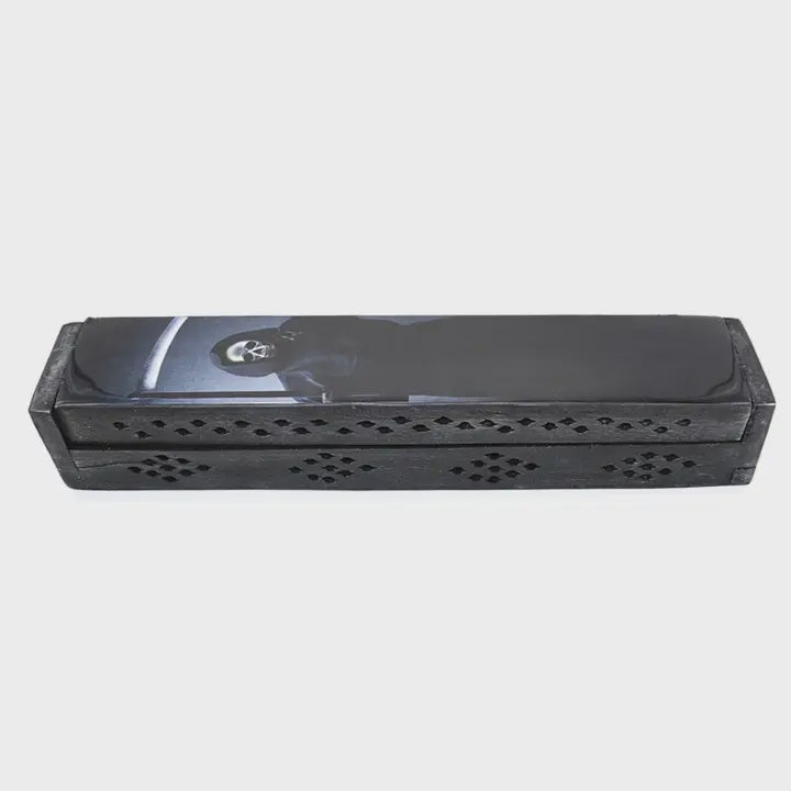 Wooden Incense Burner Box - Grim Reaper
