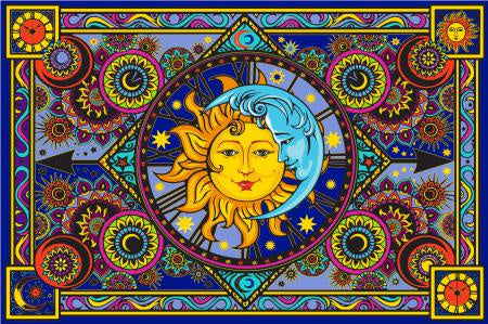 3D Sun Moon Clock Tapestry