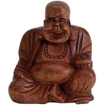 Wooden Seated Laughing Buddha 6570