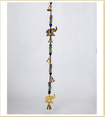 India Arts - Brass Elephants Beads & Bell Chime