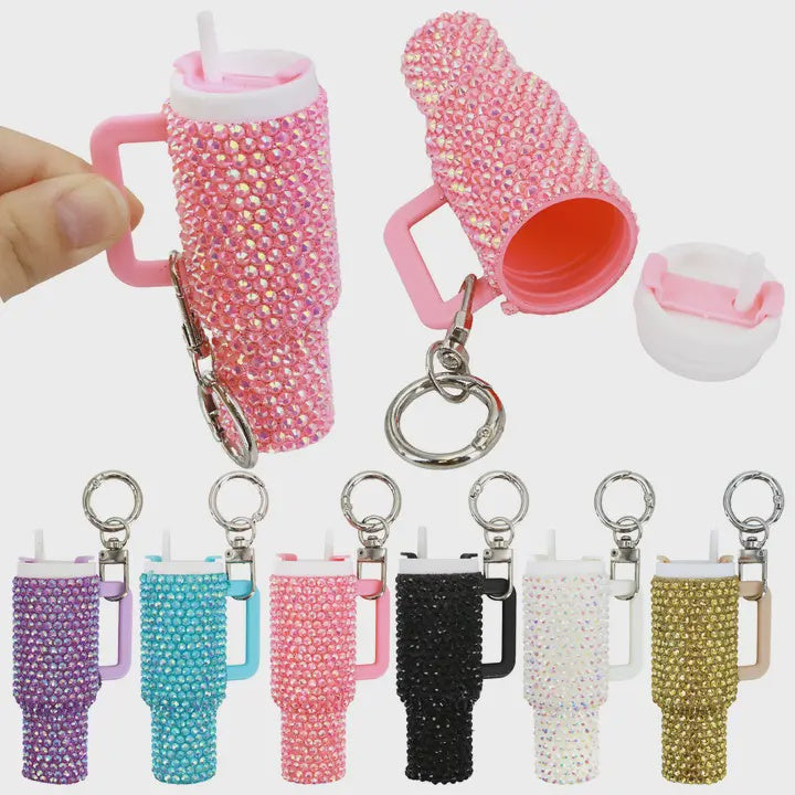 Bling Rhinestone Mini Tumbler Cup Key Chain
