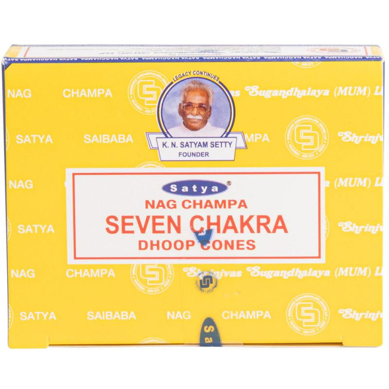 SATYA SEVEN CHAKRA DHOOP CONES 12ct