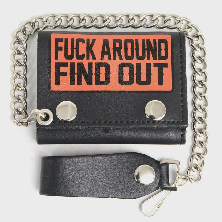 Hot Leathers - Fuck Around Find Out Trifold Chain Wallet 28622