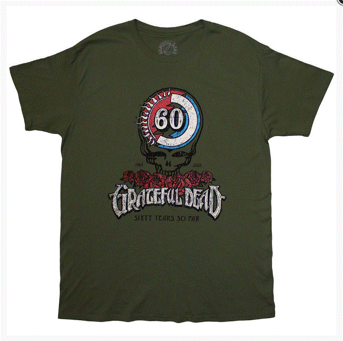 Grateful Dead Unisex T-Shirt - 60th Roses (Green)