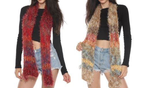Fuzzy Striped Y2K Scarf