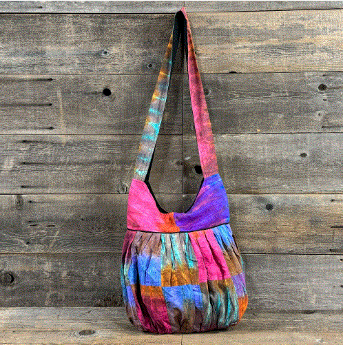 Cotton Tie Dye Patchwork Balloon Tote Bag