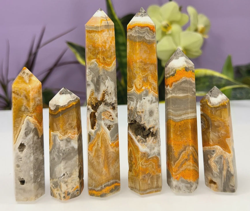 Natural Bumblebee Jasper Obelisk Tower Point
