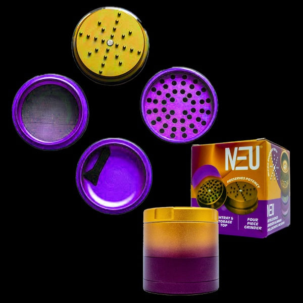 Grinder - NEU - Micro-Rounded Teeth - 2.5in - 4pc - Gold/Purple