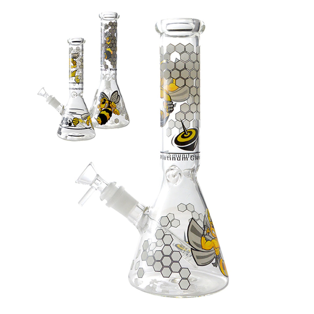 10" Beaker Bottom Ice Pinch Water Pipe - Honeycomb Design