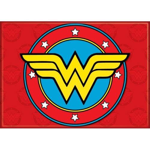 Wonder Woman Logo on Red Magnet