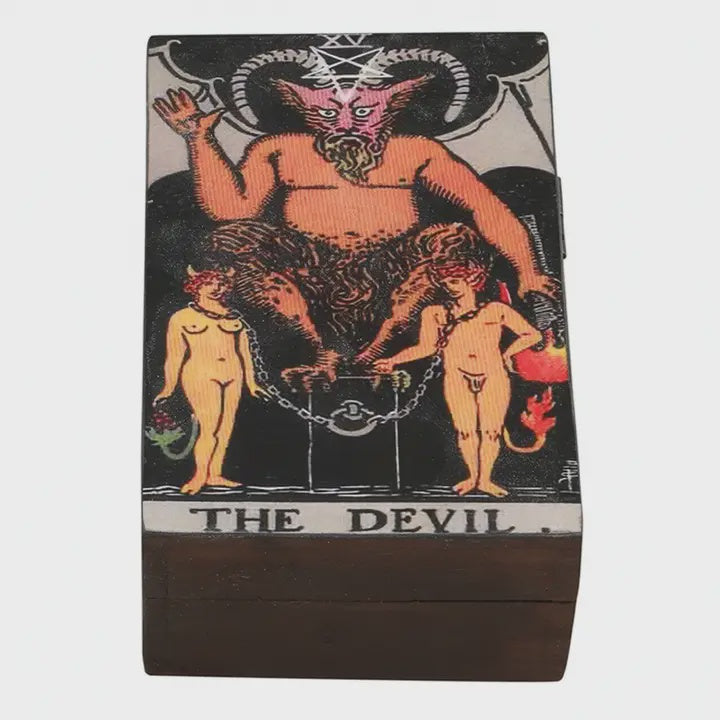 Wooden Tarot Card Box - The Devil