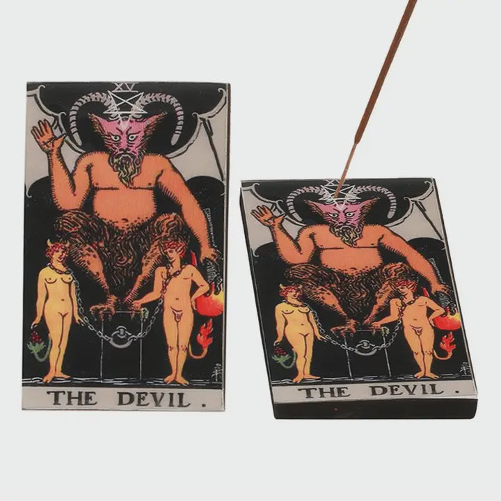 Wooden Tarot Incense Holder - the Devil