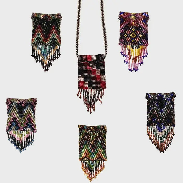 Handmade Medicine Pouch Beaded Necklace