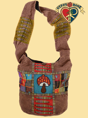 Mega Mushroom Stone Wash Patchwork Bag