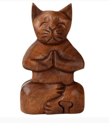 Benjamin - Wooden Meditating Cat Puzzle Box