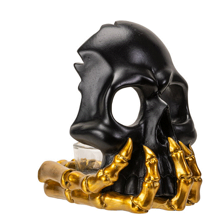 Pacific - Black & Gold Skull Tealight 15608