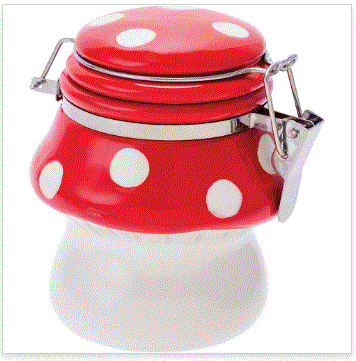 5.5in Mushroom Ceramic Jar w/Clasp