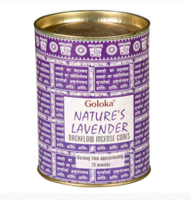 Goloka - Lavender Backflow Incense Cones Can