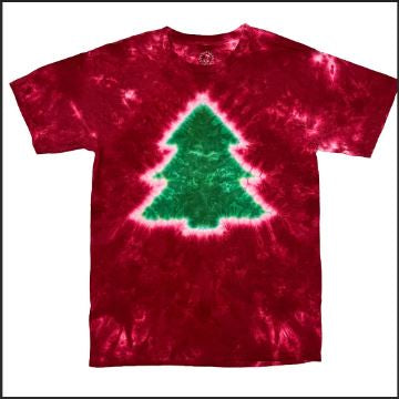 Green Tree on Red Tie Dye T-Shirt