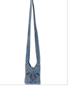 Stonewash Crossbody w/Embroidered Sea Turtle Design