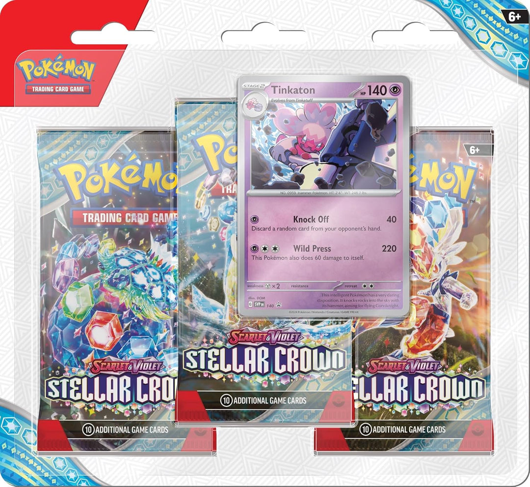 Pokemon TCG Scarlet & Violet Stellar Crown 3 Pack Blister Tinkaton