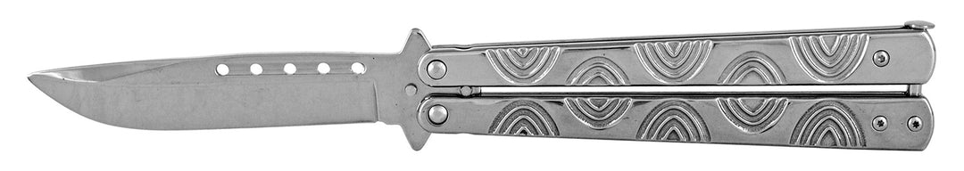 5.25" Stainless Steel Butterfly Folding Pocket Knife - Chrome