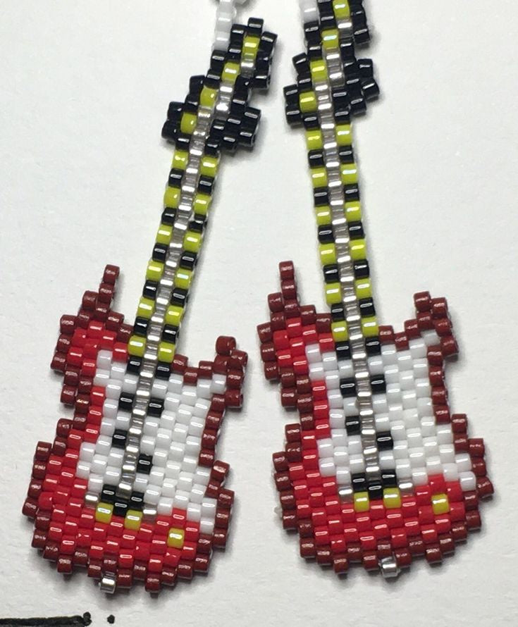 Guitar Beaded Earrings