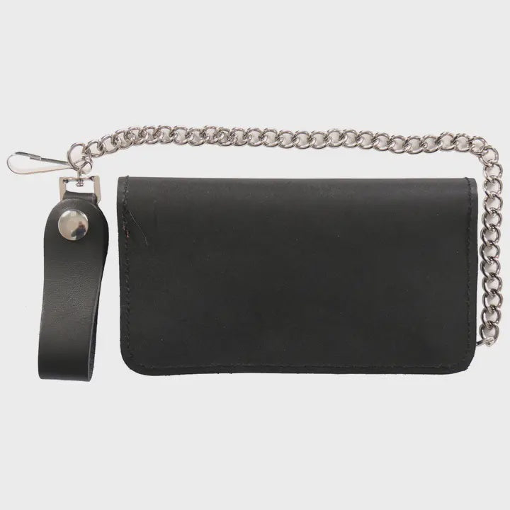 Hot Leathers - 7" Bifold Black Leather Wallet 34635