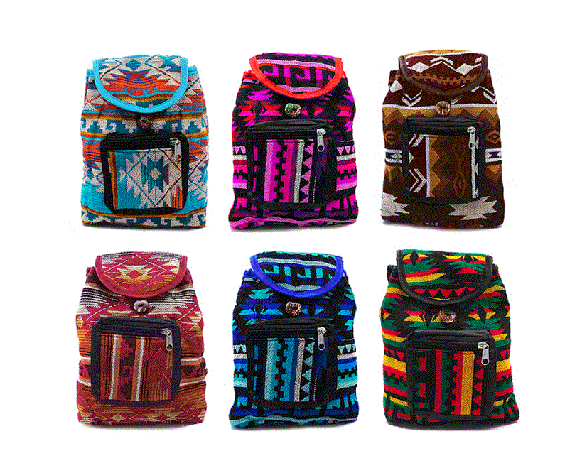 Mini “Mia” Tribal Striped Ecuadorian Backpack