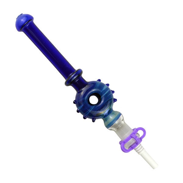 Glass Nectar Collector w/ Titanium Tip - 10mm Spiked Donut