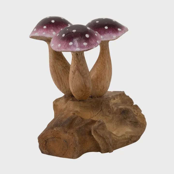 Purple 3 Mushrooms Wood Base 64448