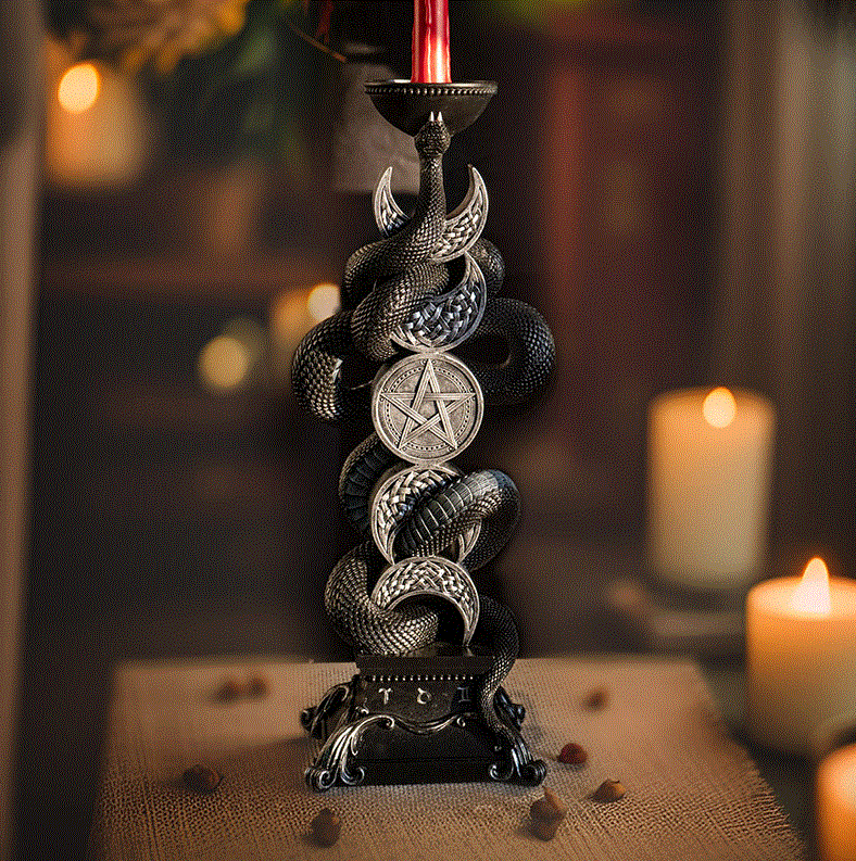 Pacific - Triple Moon w/Black Snake Candle Holder