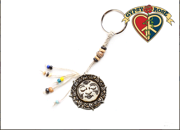 Gypsy Rose - "Sleeping Sun" Carved Bone Keychain