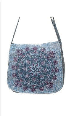OM Print Hemp-Cotton Crossbody Shoulder Bag