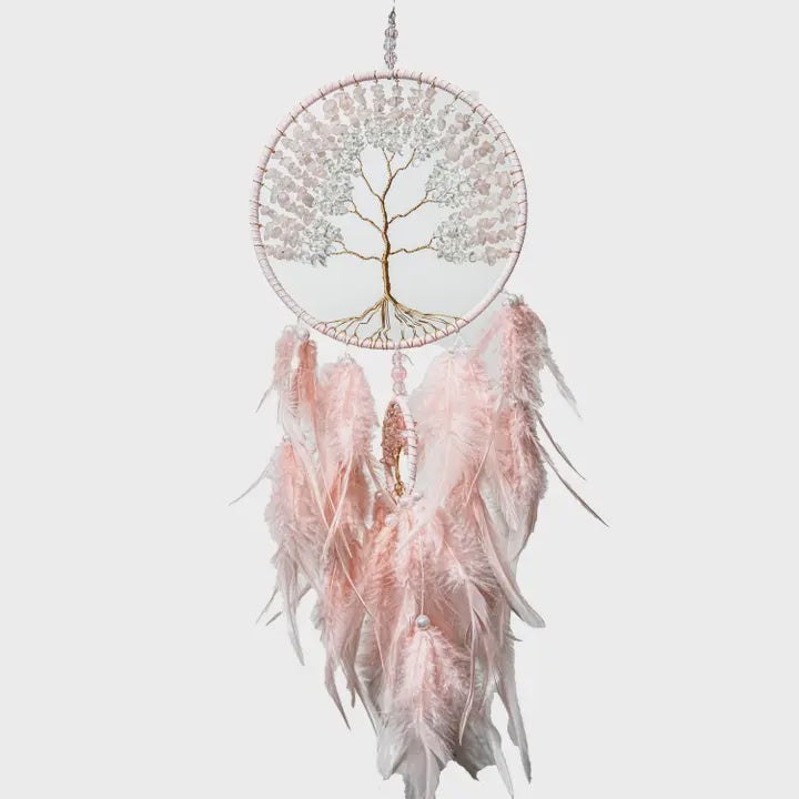Rose Quartz & Crystal Tree of Life Dreamcatcher