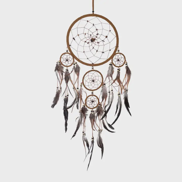 Brown Suede Dreamcatcher - Tigers Eye Stones