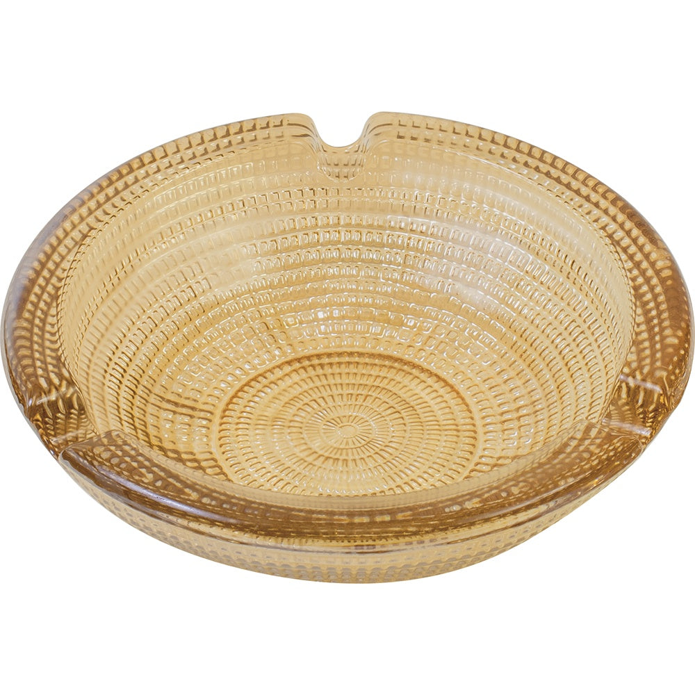 Round Amber Electroplated Glass Cigar Ashtray A215