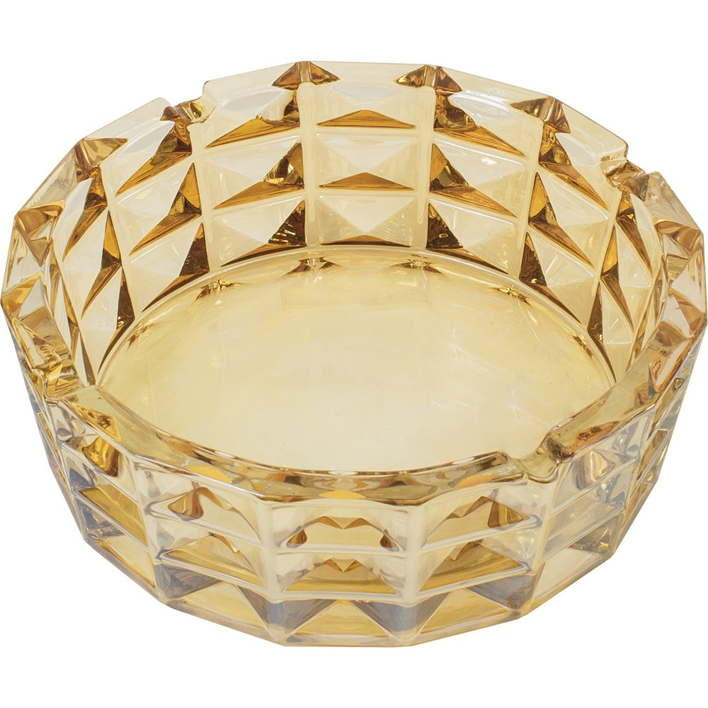 Round Amber Electroplated Glass Cigar Ashtray A218